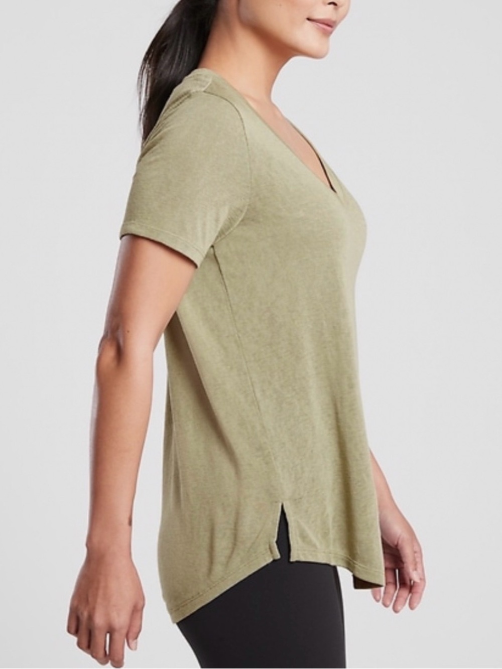 Athleta Olive V‑Neck Short Sleeve Tee - Picture 2 of 8